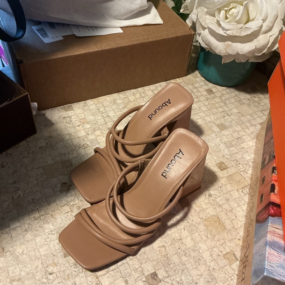 Abound Brown Strappy Block Heels